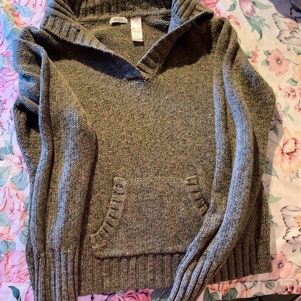 Liz And Co. Olive Green Women's Long Sleeve Sweater Size X-Large